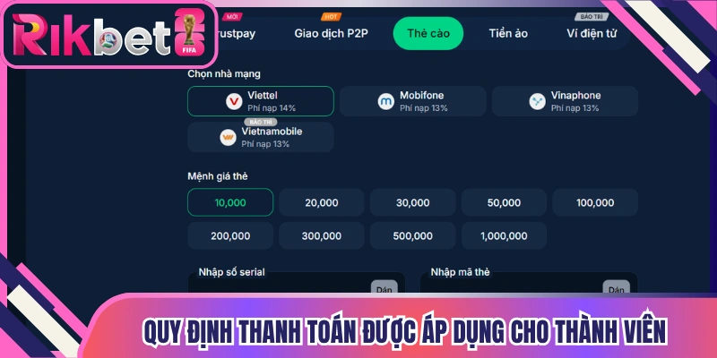 Quy chuẩn thanh toán được áp dụng cho mọi thành viên