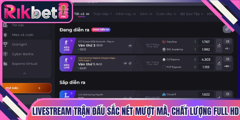 Livestream trận đấu sắc nét mượt mà, chất lượng full HD